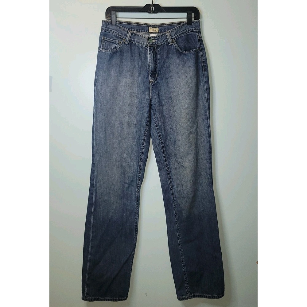 LL Bean‎ Jeans Womens 8 Long Straight Leg Medium Wash Mom Y2K 1990s